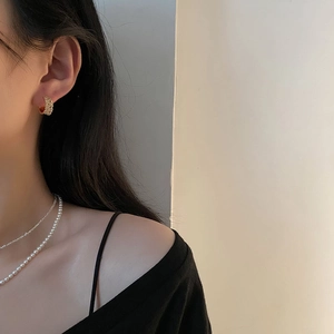 Boucles D'oreilles Créoles En Cuivre Cœur Zircone Micro Incrusté Huggie Boucle Bijoux Luxe Niche Mode Élégante Femme