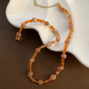 Collana Di Perline In Quarzo Fragola Pietra Naturale Acciaio Inossidabile Fatto A Mano Gioielli Retro Bohemien Donna