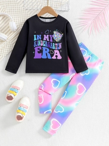 Vêtements Filles Haut Manches Longues Et Pantalon Imprimé Cœur Tie Dye Polyester Élasthanne Imprimé Kindergarten Era