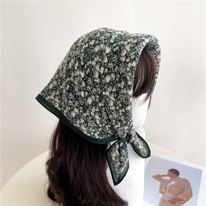 Floral Print Square Scarf Satin-Like Polyester Bandana Vintage Elegant Headscarf Hair Wrap Neck Scarf For Women