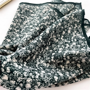 Floral print lightweight square silk scarf with botanical pattern and soft texture