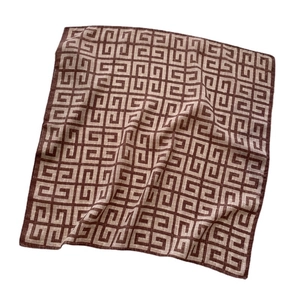 Classic brown and beige 4G geometric pattern square silk scarf with rolled edges