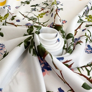 Floral print 90cm square silk scarf with elegant blooming flowers on white fabric