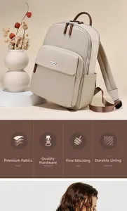 Détail d'un sac à dos en nylon imperméable avec ferrures premium et coutures précises