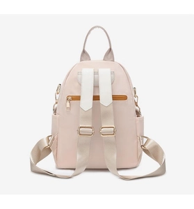 Back view of a large two-tone travel backpack with a hidden anti-theft zipper pocket