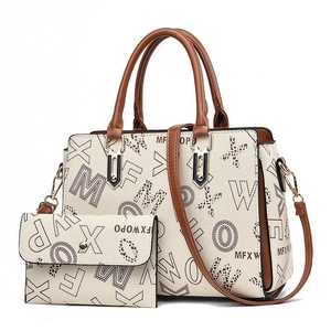 Women Fashion Printed Handbag And Matching Wallet Large Capacity PU Leather Monogram Shoulder Crossbody Bag For Daily Use