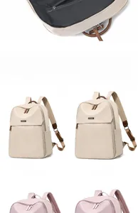 Detailed comparison of khaki nylon backpacks in large and small sizes with waterproof finish