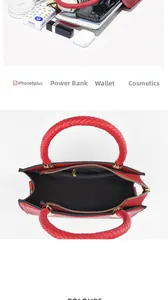 Interior view of red crocodile embossed handbag with large capacity for daily essentials