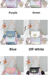 Mini crossbody phone bags in six colors with floral prints and swan metal clasps