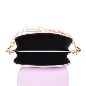 Light purple mini crossbody bag with double compartments and stylish chunky chain strap