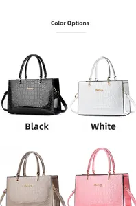 Comparaison détaillée des sacs à main de luxe motif crocodile en noir blanc taupe et rose