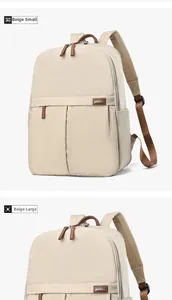 Detailed comparison of off-white travel backpacks in small and large sizes with logo