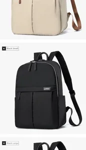 Size comparison between large and small black waterproof nylon backpacks for women