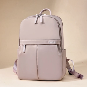 Water-resistant lavender nylon travel backpack for women with large capacity and logo