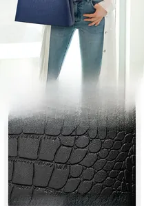 Close-up of crocodile pattern leather showing scratch-resistant and waterproof details