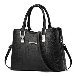 Classic black crocodile pattern handbag with dual handles and gold Danbaoly logo