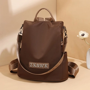 Zaino Antifurto Da Donna Moda Nylon Impermeabile Tracolla Con Stampa Lettere Grande Capacità Borsa Da Viaggio Casual