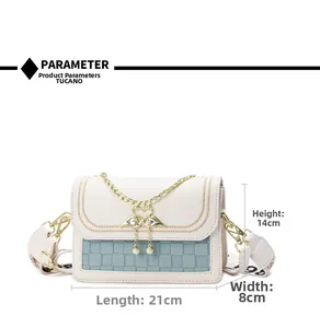 Paramètres de taille du sac bandoulière chic avec fermoir cygne doré et petite chaîne