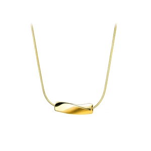 Gold twist rectangular pendant necklace with sleek snake chain for a minimalist look
