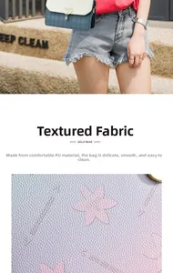 Vue détaillée du sac bandoulière bicolore en similicuir PU avec pendentif doré élégant