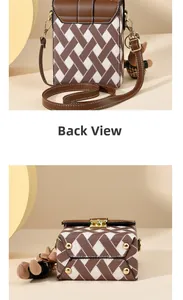 Vue arrière et du fond montrant quatre clous de protection en métal sur le sac de téléphone