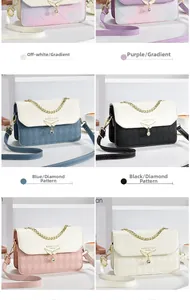 Détail du motif feuille dégradé et texture matelassée sur sacs à bandoulière en cuir PU