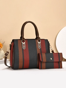 Ensemble de sacs à main à rayures pour femmes avec bandoulière et portefeuille assorti
