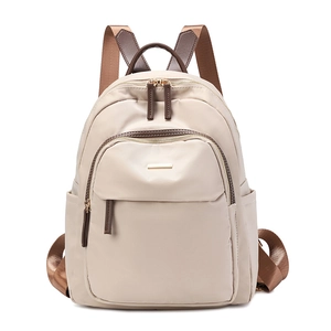 Sac à Dos Femme en Tissu Oxford à la Mode Sac d'École en Nylon Imperméable Daypack de Voyage Minimaliste avec Matériel Métallique