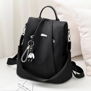 Women Fashion Backpack Waterproof Oxford Cloth Anti-Theft School Bag Casual Multi-Pocket With Cute Bear Pendant