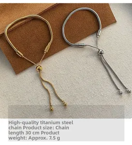 Adjustable 30cm stainless steel snake chain with sliding buckle in gold and silver finish