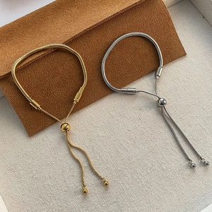 Adjustable stainless steel snake chain bracelets in gold and silver finish for women
