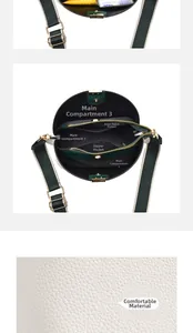 Detail view of the green and white contrast bucket bag showing interior pockets and texture