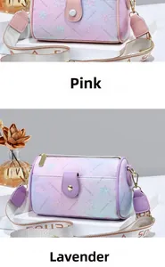 Détails des sacs à bandoulière dégradés rose et violet avec imprimé floral et sangle large