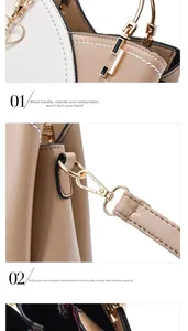 Close-up of golden ring handle and high-quality leather stitching on a beige tote bag