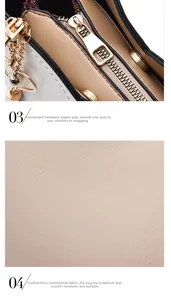 Close-up of smooth gold metal zipper and scratch-resistant leather texture on handbag