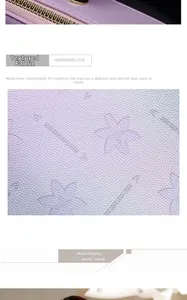 Détail du sac en cuir PU violet clair avec gaufrage en étoile et fermeture éclair dorée