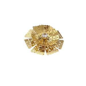 Anello aperto a fiore dorato con zircone per gioielli da sposa Dubai India