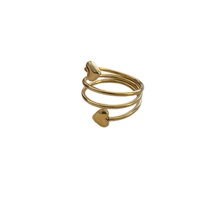 Gold triple-layer spiral heart ring made of titanium steel for a minimalist fashion look