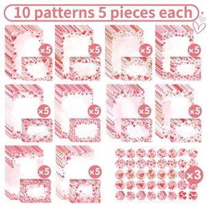 Pink heart stationery set including romantic envelopes and letter papers for weddings