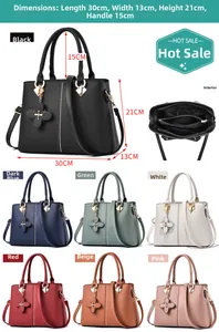 Detailed dimensions and internal compartment layout of a stylish PU leather handbag