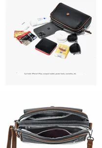 Detail view of the three-layer zipper compartments and textured lycra leather finish