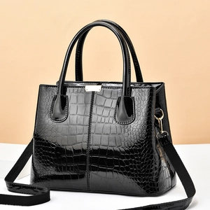 Women Crocodile Pattern PU Leather Handbag Luxury Patent Look Shoulder Crossbody Bag Large Capacity Tote For Office Party