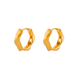 Luxury irregular textured gold hoop earrings with matte and polished finish