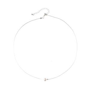 Minimalistische silberne Süßwasserperlenkette mit verstellbarer feiner Metallkette