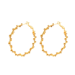 Elegant gold twisted hoop earrings with pavé crystal accents in a symmetrical layout