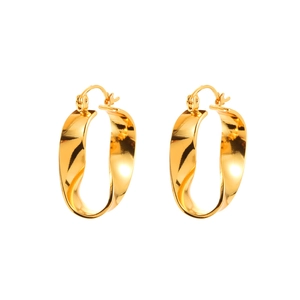 Polished gold twisted geometric hoop earrings with minimalist irregular design