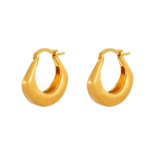 Boucles d'oreilles créoles dorées épaisses en forme de goutte avec fini métal brossé chic