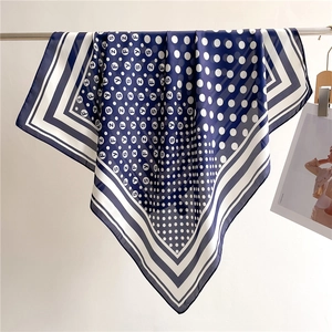 Elegant Square Scarf Imitation Satin Polyester Polka Dot Stripe Letter Print Fashion Headscarf Neck Scarf For Women