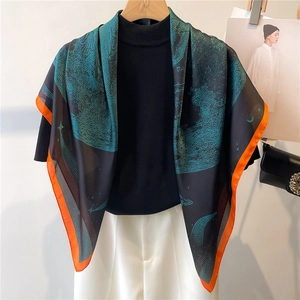 Femme Imitation Satin Carré Écharpe Planète Galaxie Astronomie Élégant Satin Châle Foulard Cheveux Bandana Cou