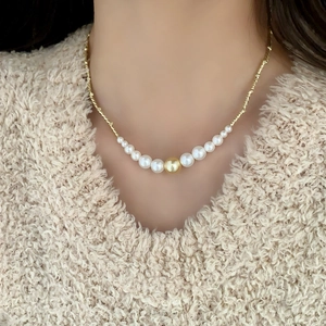 Élégant Collier En Cuivre Style Français Avec Künstliche Perles D'Imitation Chaîne Torsadée Bijoux De Mode Pour Femmes